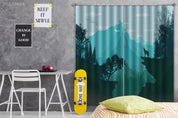 3D Landscape Mountain Tree Wolf Cliff Curtains and Drapes GD 4963- Jess Art Decoration