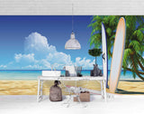 3D Landscape Plant Surfboard Sandbeach Wall Mural Wallpaper WJ 2036- Jess Art Decoration