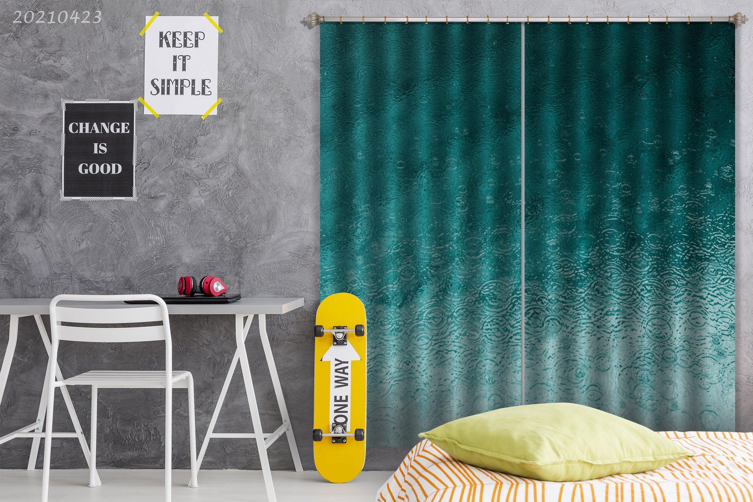 3D Abstract Blue Texture Pattern Curtains and Drapes GD 1315- Jess Art Decoration