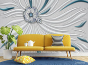 3D Embossed White Floral Wall Mural Wallpaper LQH 359- Jess Art Decoration
