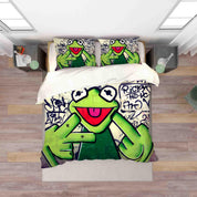 3D Graffiti Frog Quilt Cover Set Bedding Set Pillowcases 070- Jess Art Decoration