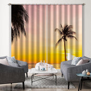 3D Landscape Ocean Silhouette Coconut Tree Sunset Curtains and Drapes GD 3750- Jess Art Decoration