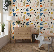3D Hand Drawn Colored Leaves Wall Mural Wallpaper LQH 101- Jess Art Decoration