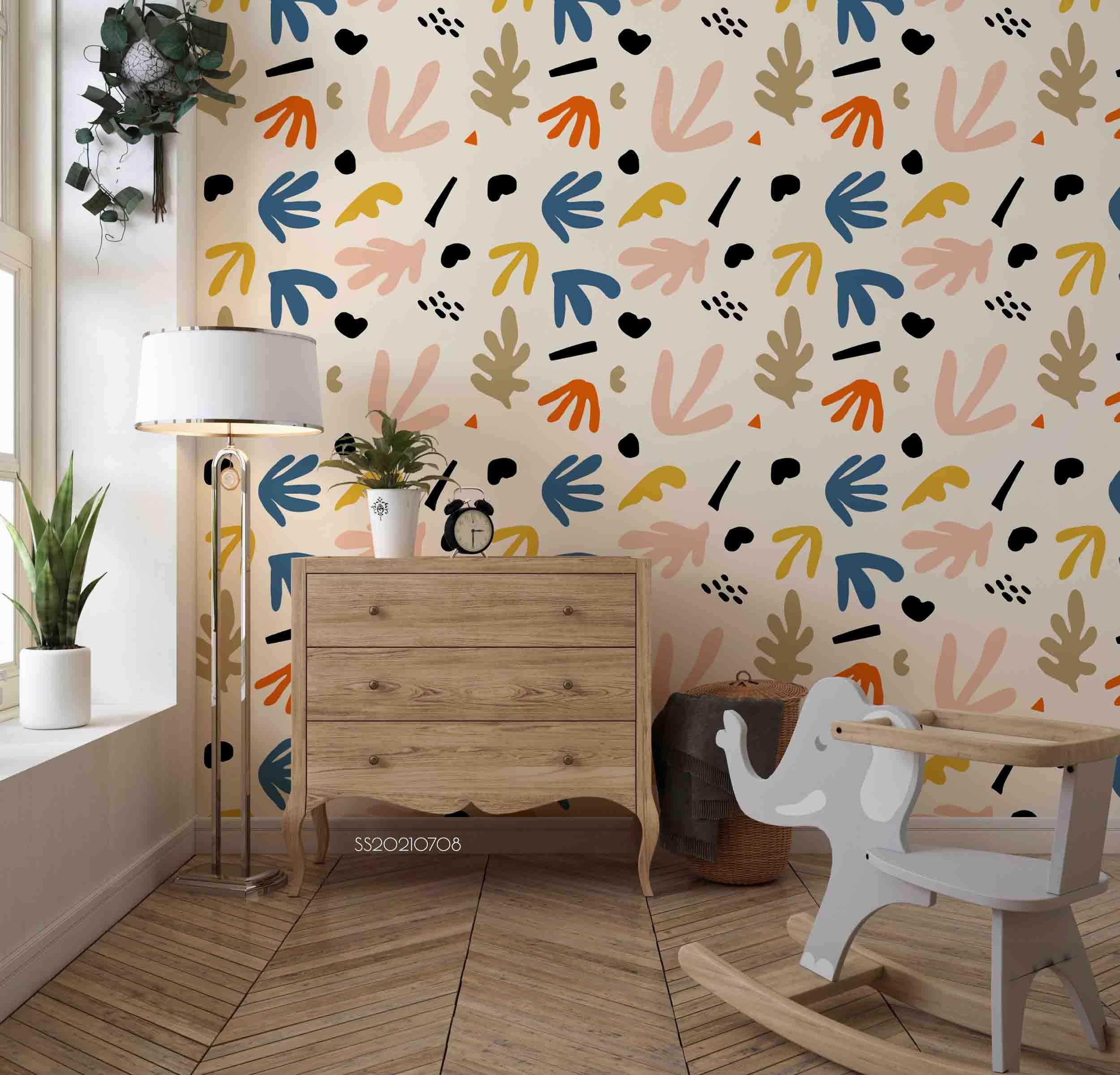 3D Hand Drawn Colored Leaves Wall Mural Wallpaper LQH 101- Jess Art Decoration