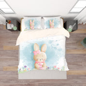 3D White Blue Rabbit Floral Egg Quilt Cover Set Bedding Set Duvet Cover Pillowcases SF55- Jess Art Decoration