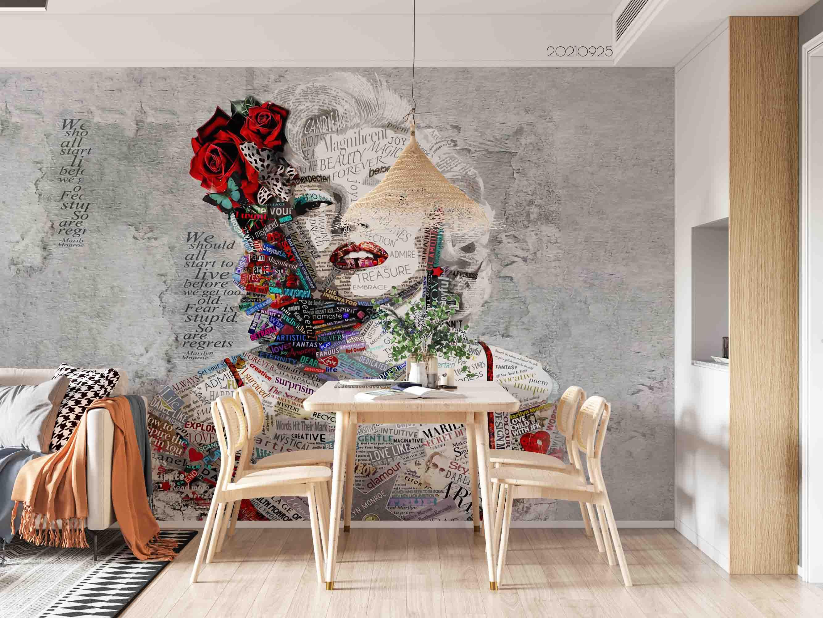 3D Marilyn Monroe Wall Mural Wallpaper LQH 304- Jess Art Decoration