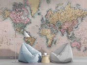 3D World Map Pattern Wall Mural Wallpaper WJ 5193- Jess Art Decoration