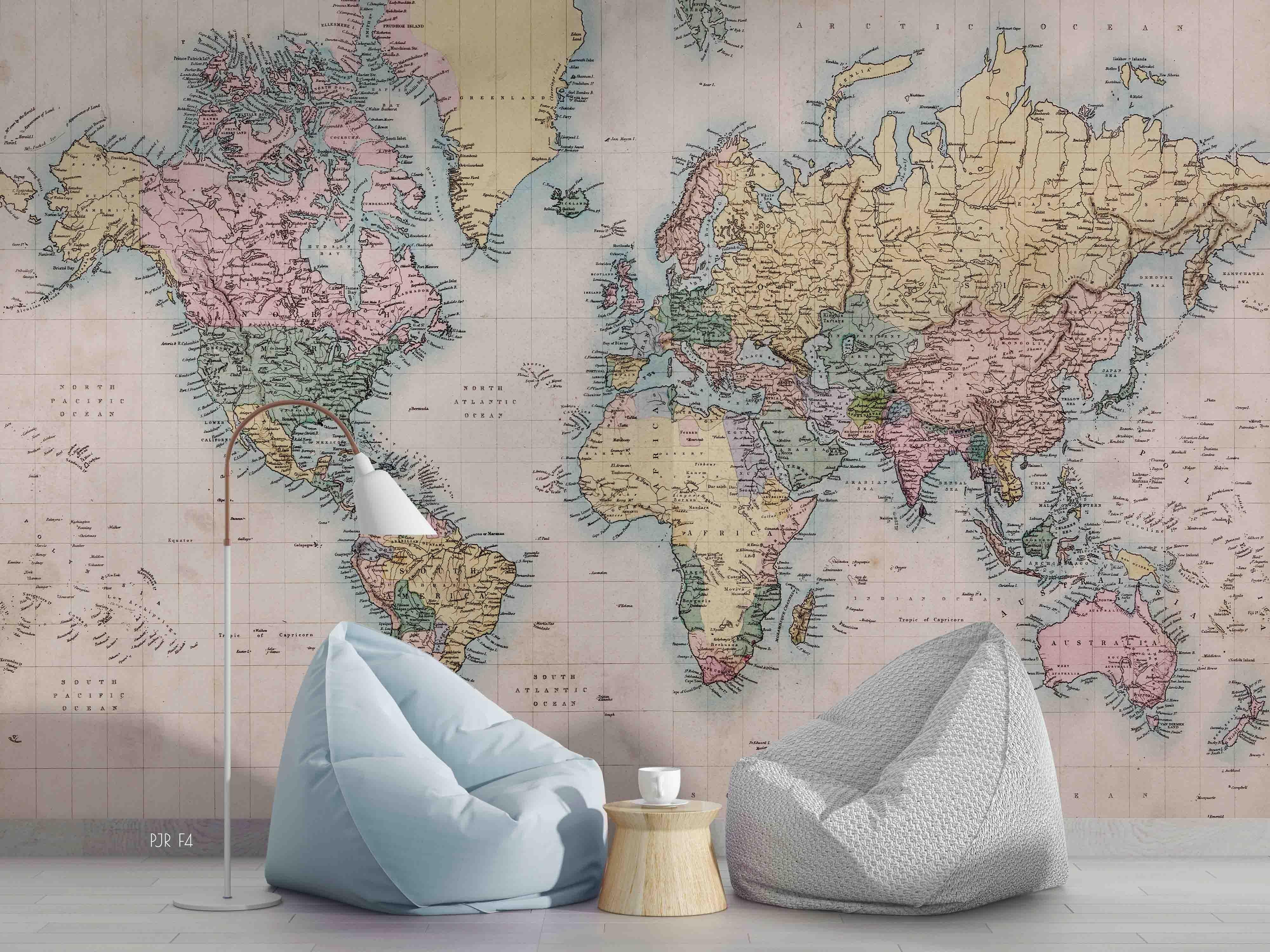 3D World Map Pattern Wall Mural Wallpaper WJ 5193- Jess Art Decoration