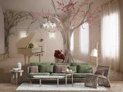 3D Room Piano Floral Tree Wall Mural Wallpaper LQH 15- Jess Art Decoration