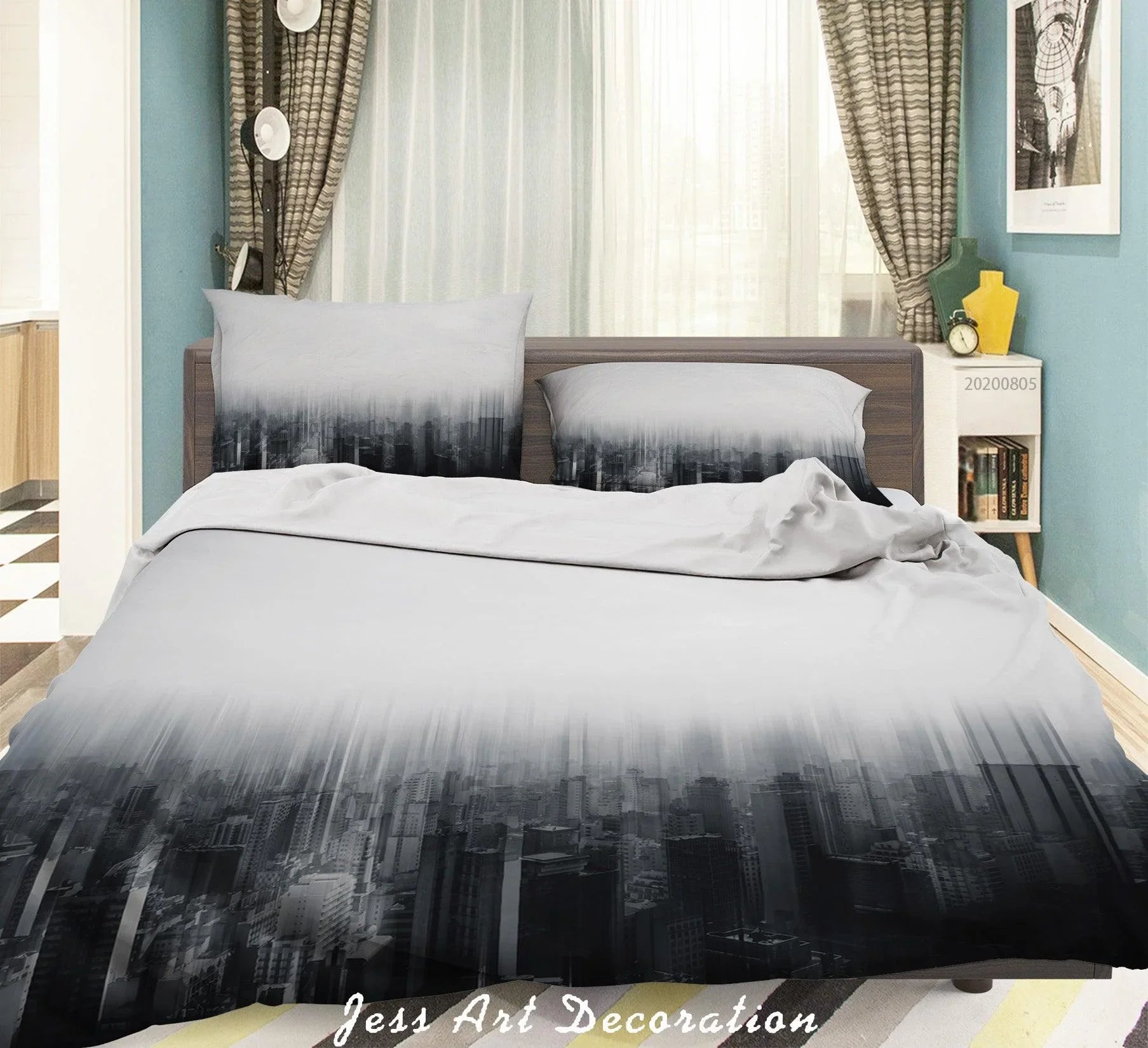 3D Modern Cityscape Quilt Cover Set Bedding Set Duvet Cover Pillowcases LXL 3- Jess Art Decoration