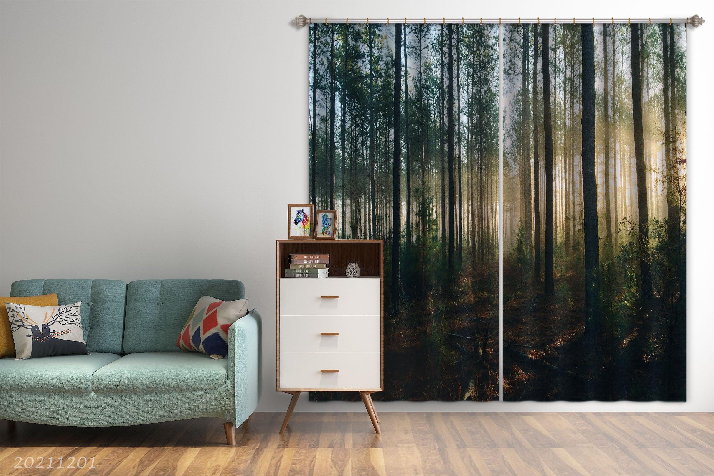 3D Landscape Plant Forest Green Sunshine Curtains and Drapes LLL 14- Jess Art Decoration