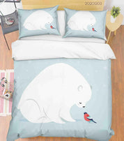 3D Cartoon Polar Bear Red Bird Animal Quilt Cover Set Bedding Set Duvet Cover Pillowcases LXL- Jess Art Decoration