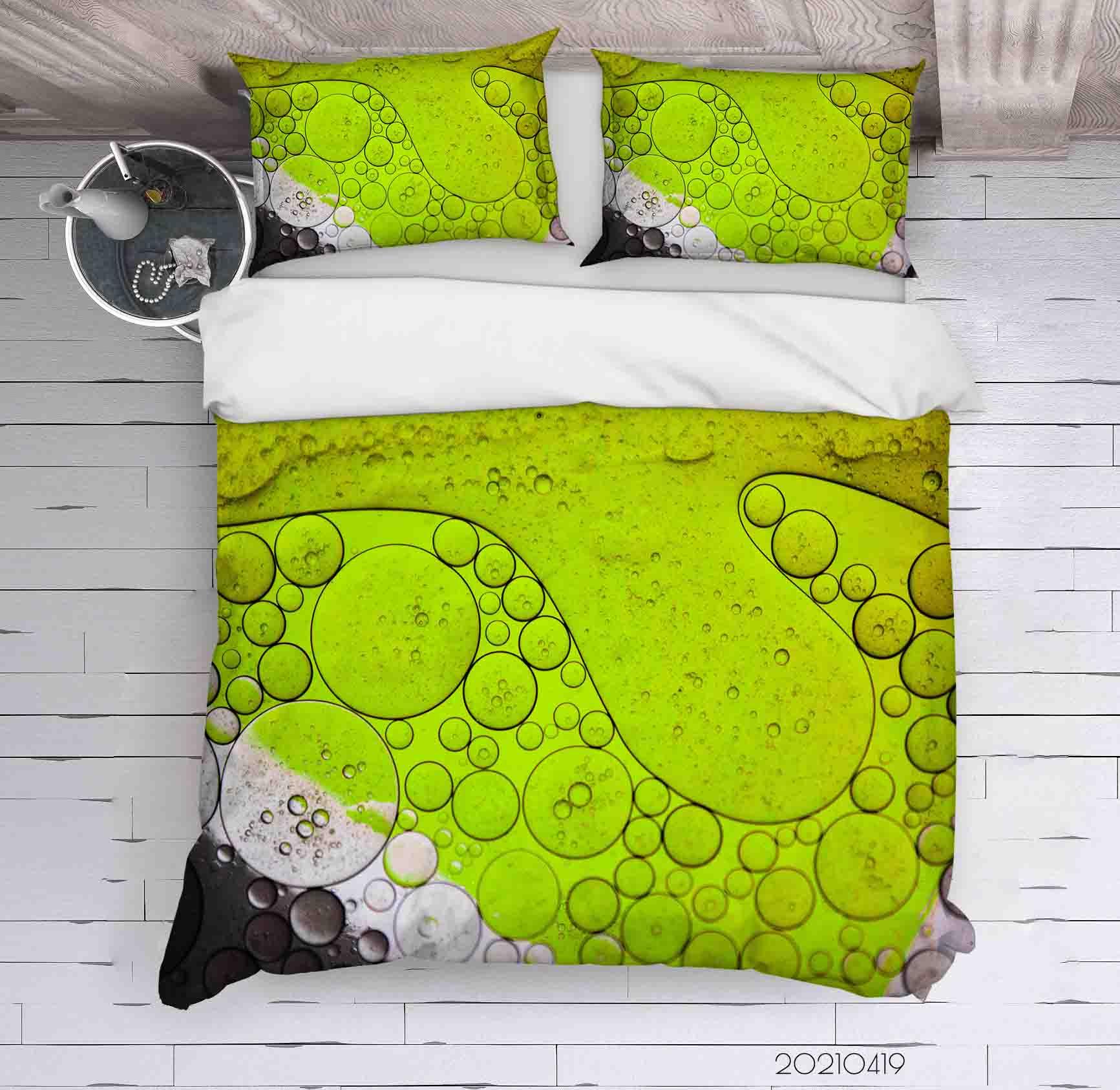 3D Abstract Green Bubble Quilt Cover Set Bedding Set Duvet Cover Pillowcases 132- Jess Art Decoration