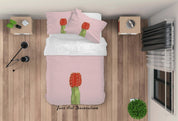 3D Pink Cactus Prickly Pear Quilt Cover Set Bedding Set Duvet Cover Pillowcases SF56- Jess Art Decoration