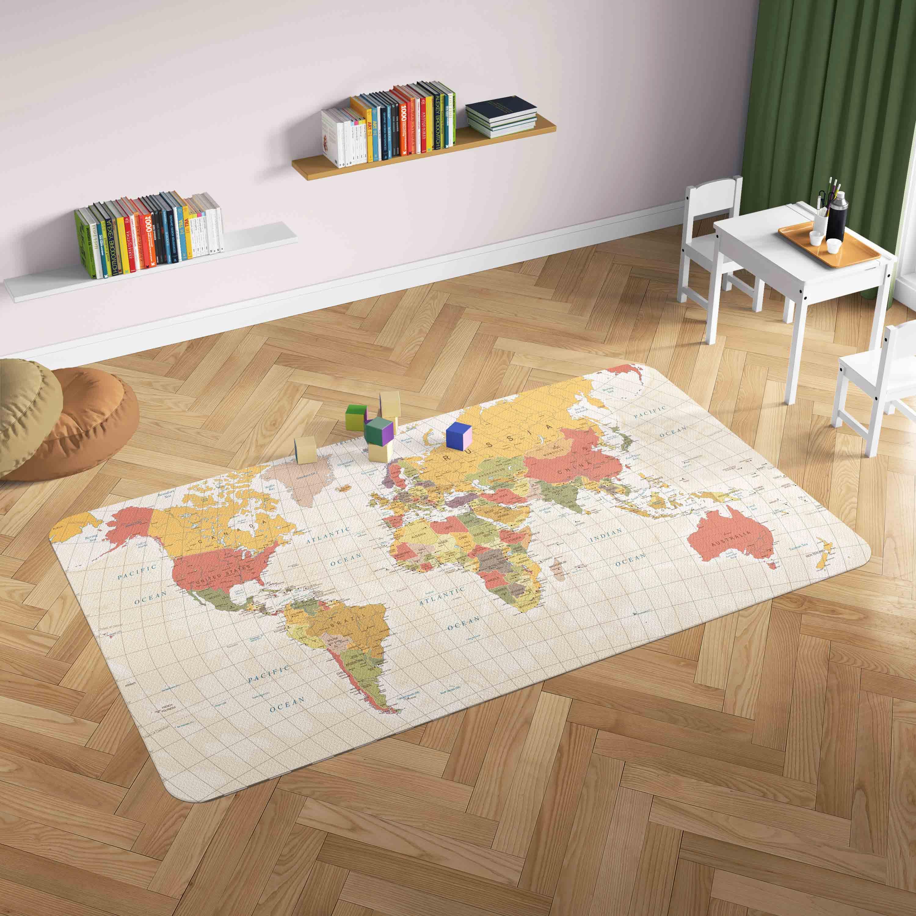 3D World Map Non-Slip Rug Mat 179- Jess Art Decoration