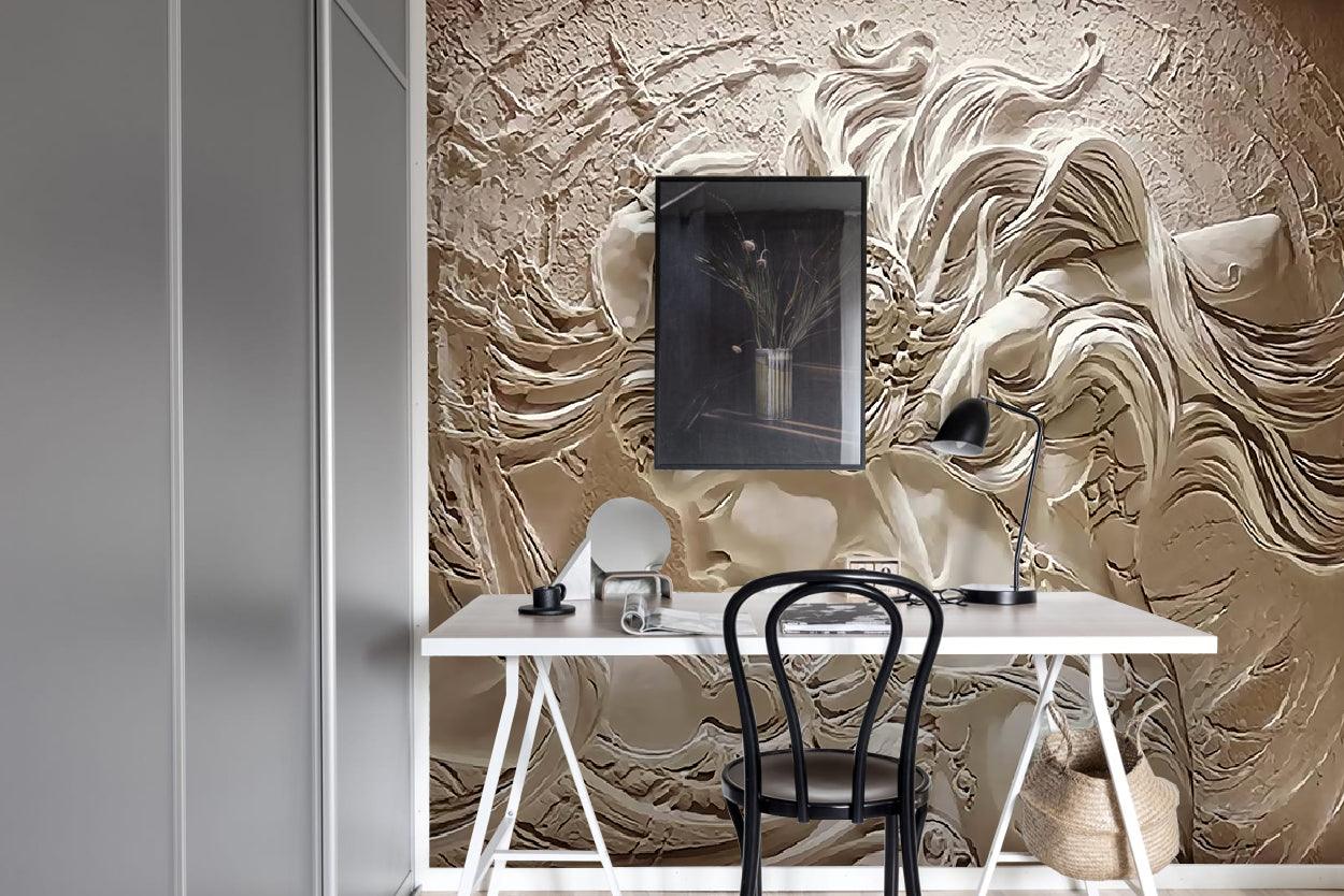 3D Sculpture Woman Relief embossed sculpture woman mural wall mural wallpaper for living room - view 3