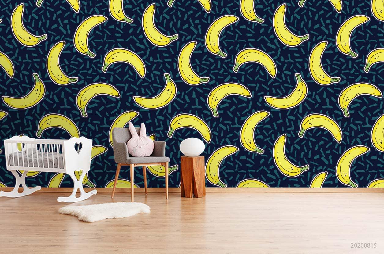 3D Hand Sketching Banana Fruity Black Wall Mural Wallpaper LXL 1047- Jess Art Decoration
