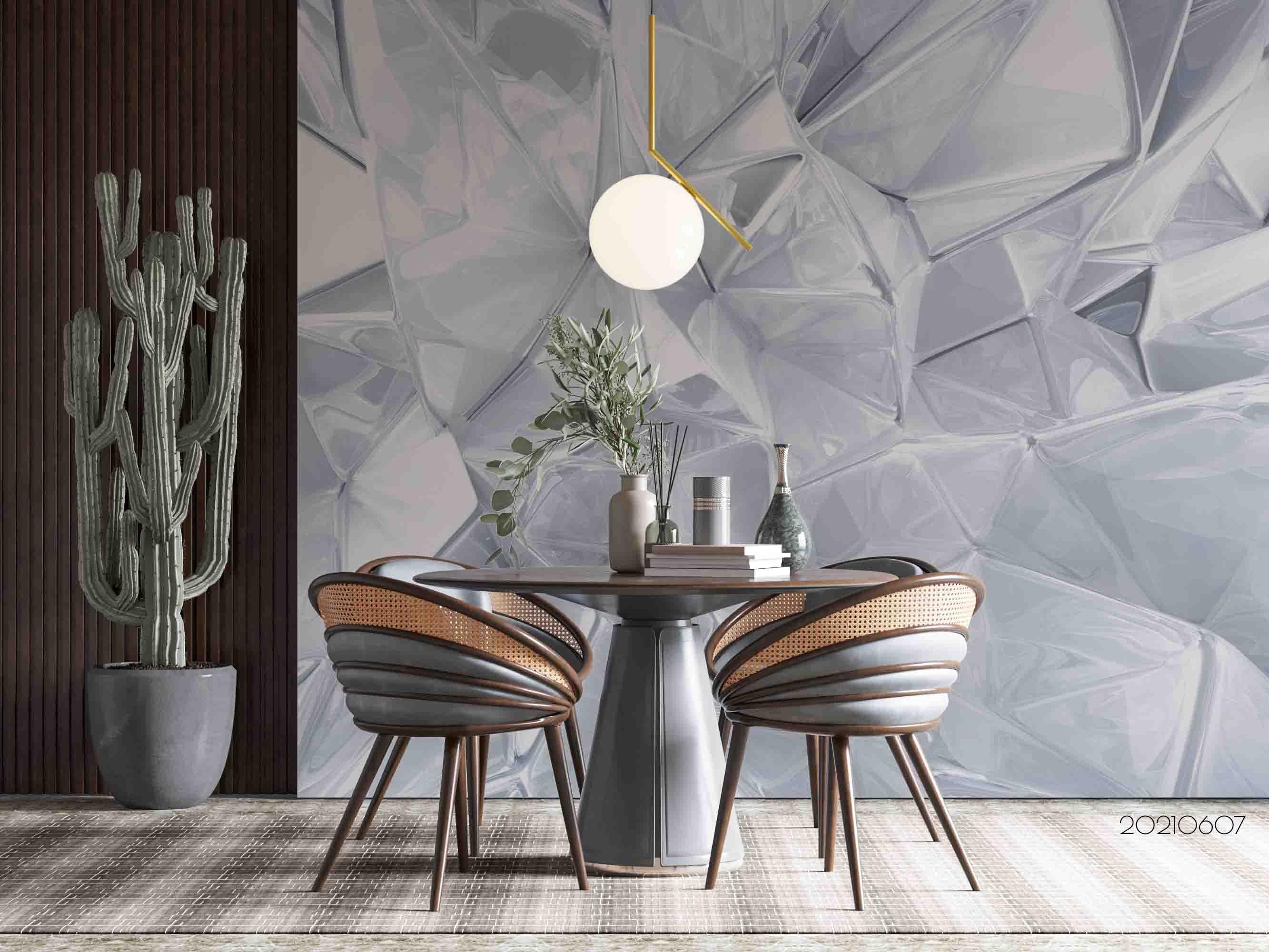 3D White Crystal Triangle Rendering Stereo Wall Mural Wallpaper SWW716- Jess Art Decoration