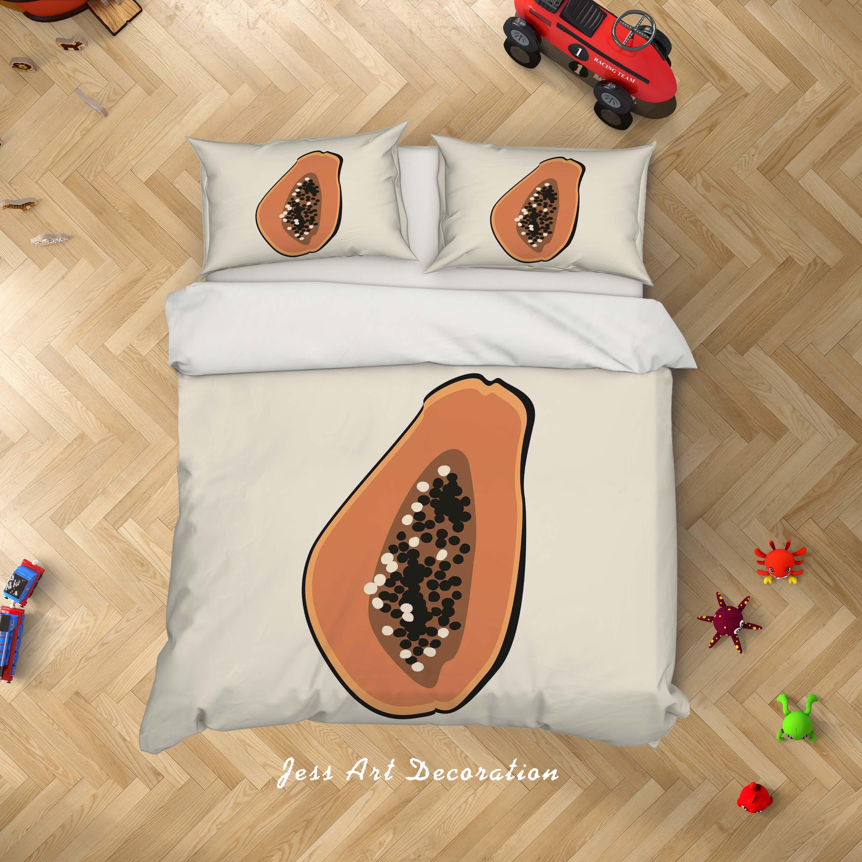 3D White Papaya Quilt Cover Set Bedding Set Duvet Cover Pillowcases SF05- Jess Art Decoration