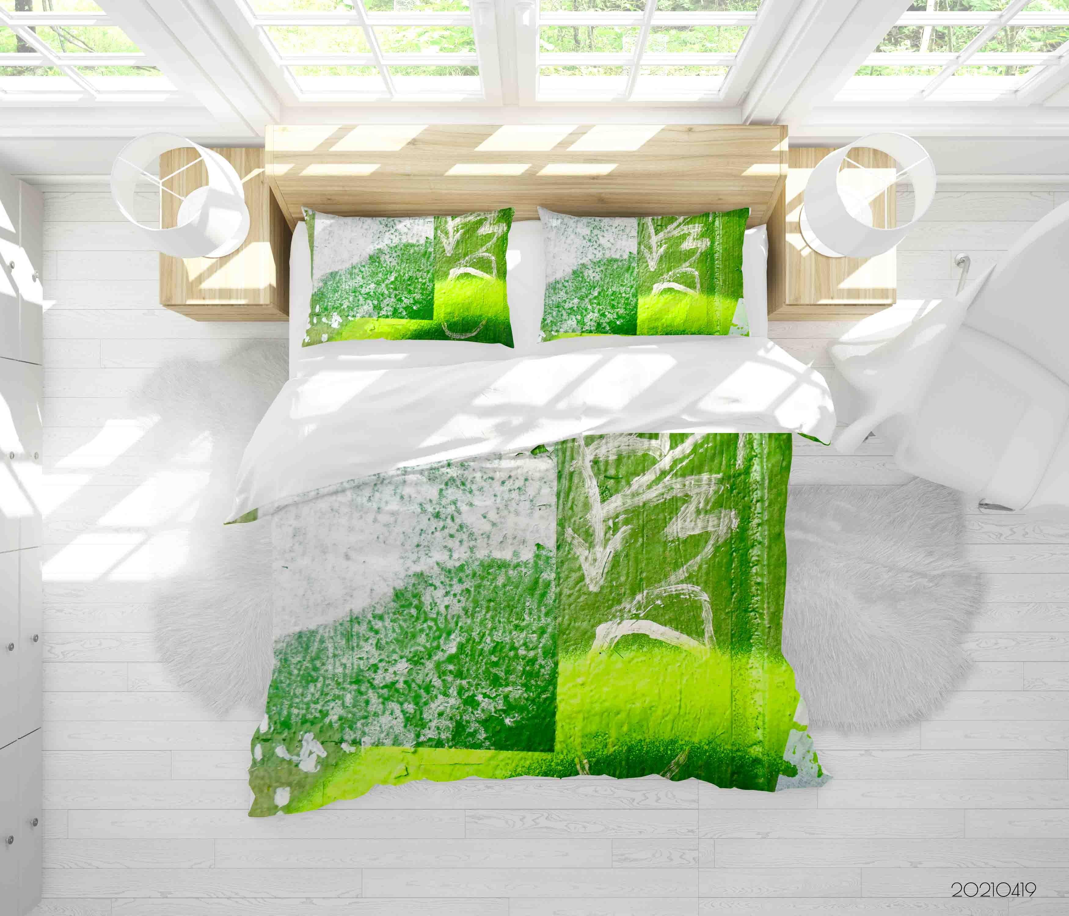 3D Abstract Green Graffiti Quilt Cover Set Bedding Set Duvet Cover Pillowcases 117- Jess Art Decoration
