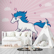 3D Pink Unicorn Cloud Star Wall Mural Wallpaper A234 LQH- Jess Art Decoration