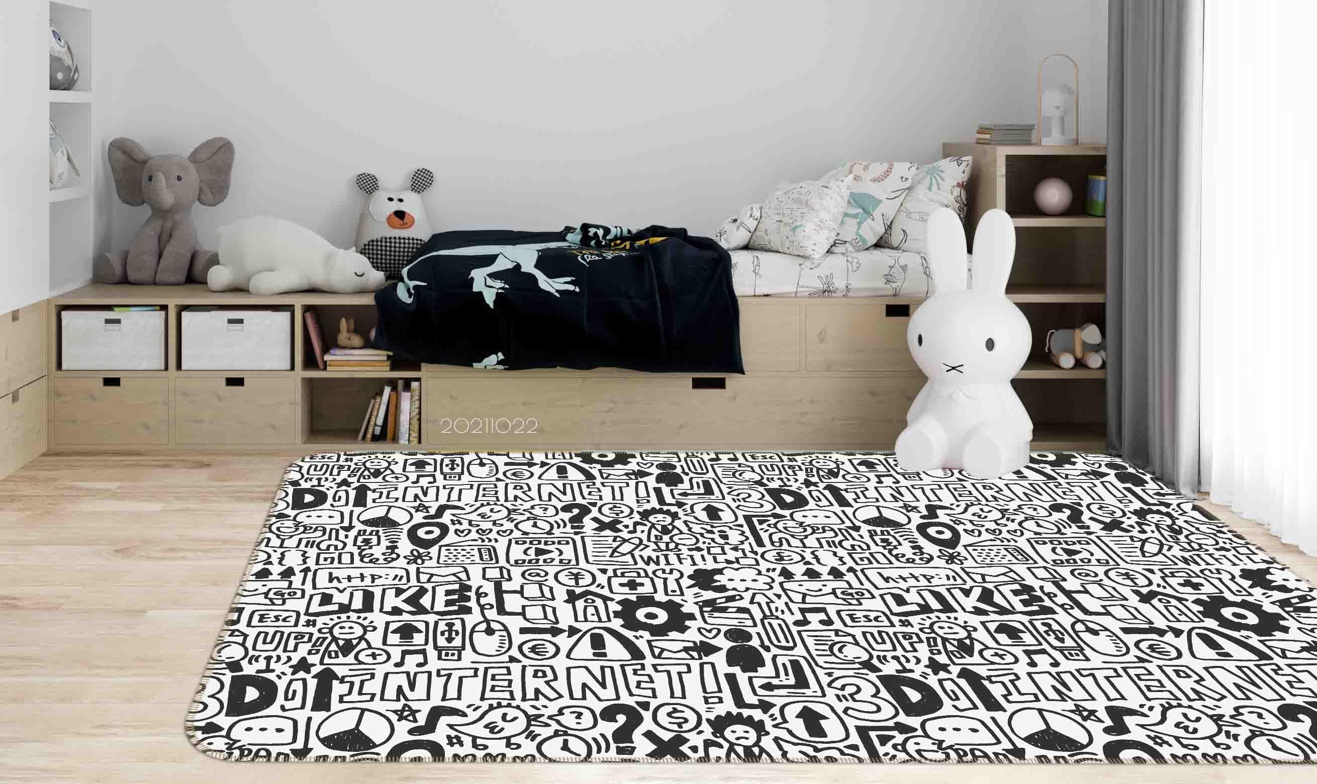 3D Abstract Alphabet Funny Illustration Graffiti Non-Slip Rug Mat 78- Jess Art Decoration