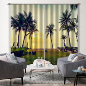 3D Coconut Palm Tree Beach Sea Sunset Curtains and Drapes GD 3759- Jess Art Decoration