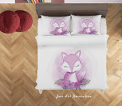3D White Purple Fox Floral Quilt Cover Set Bedding Set Duvet Cover Pillowcases SF64- Jess Art Decoration