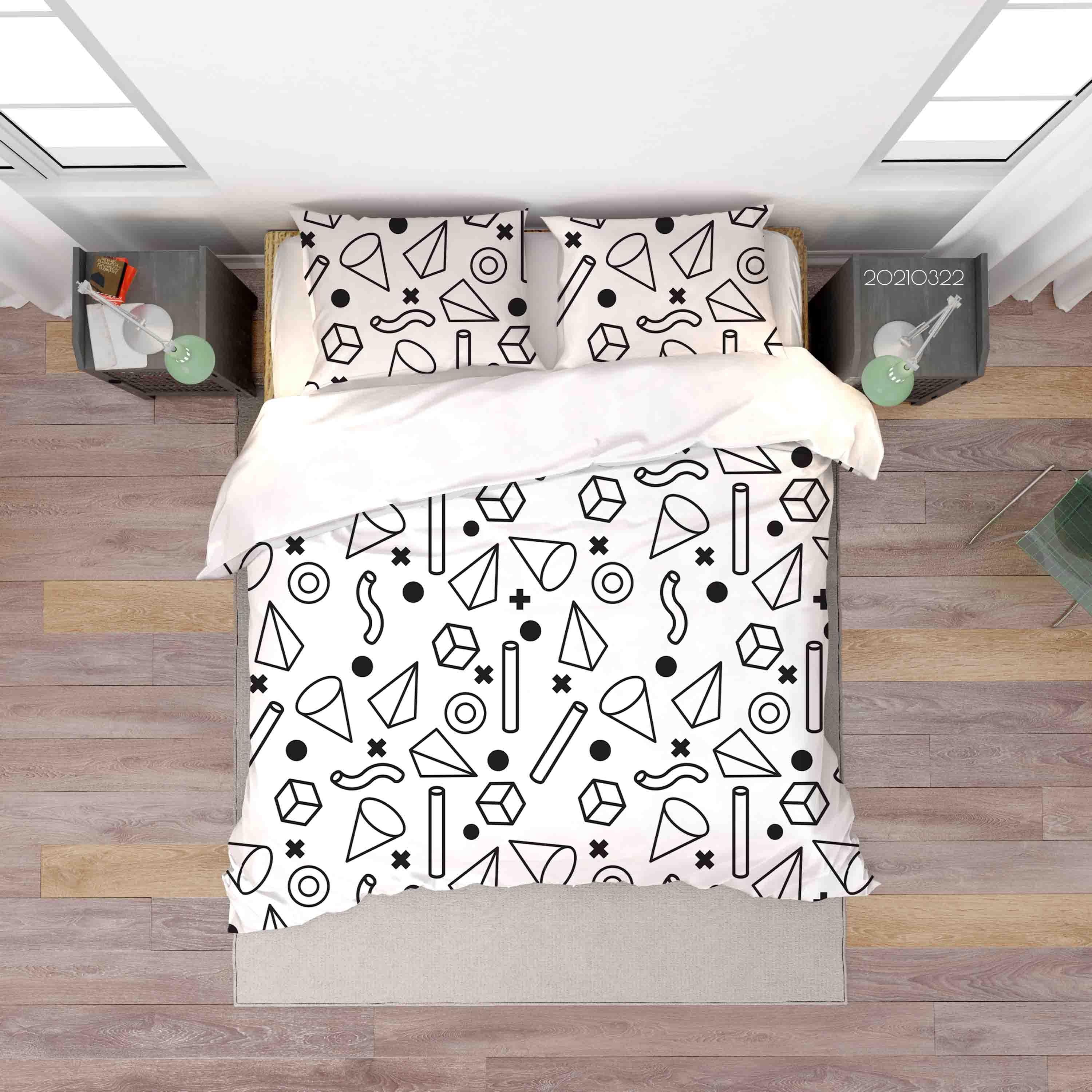 3D Abstract Geometric Pattern Quilt Cover Set Bedding Set Duvet Cover Pillowcases 128- Jess Art Decoration
