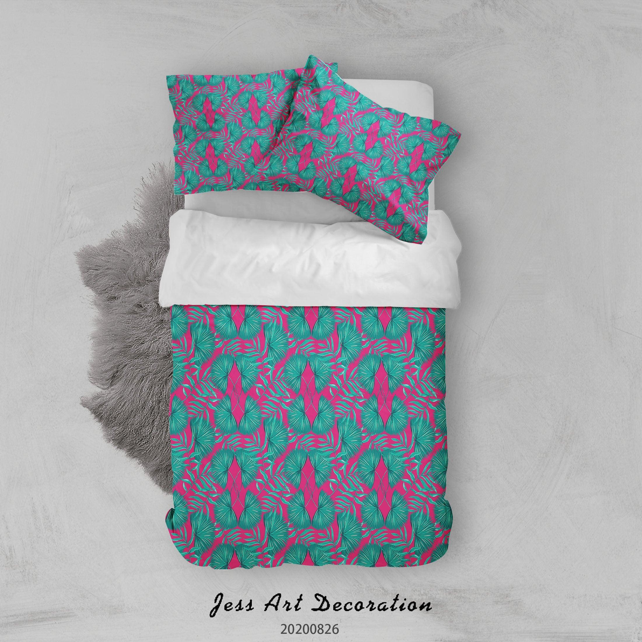 3D Green Leaves Pattern Quilt Cover Set Bedding Set Duvet Cover Pillowcases WJ 1358- Jess Art Decoration