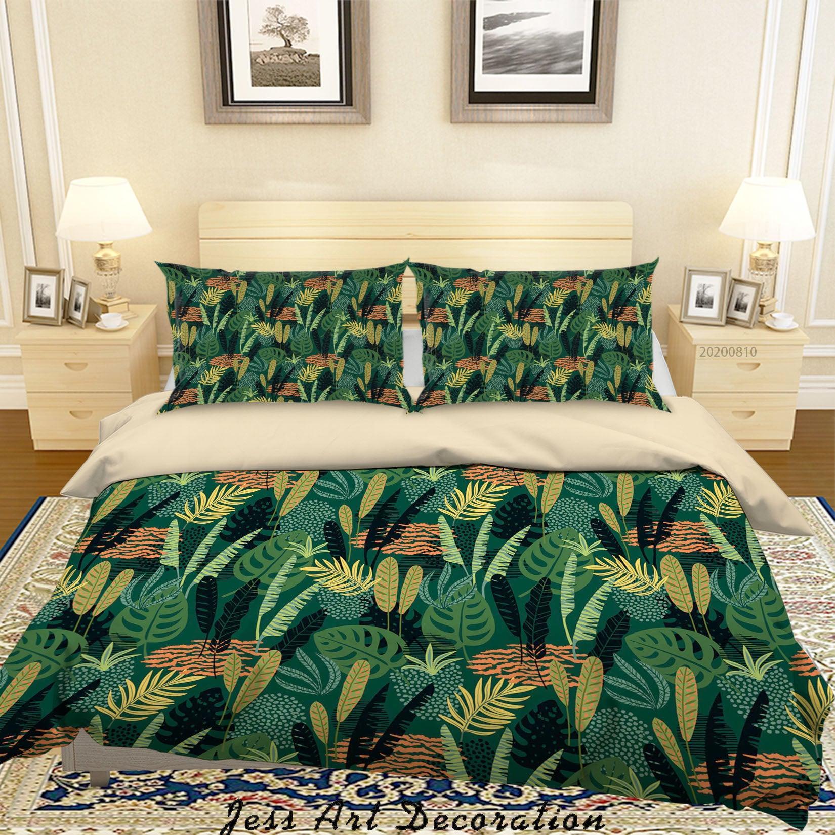 3D Green Plant Leaves Quilt Cover Set Bedding Set Duvet Cover Pillowcases LXL- Jess Art Decoration