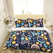 3D Cartoon Color Floral Leaf Quilt Cover Set Bedding Set Duvet Cover Pillowcases 49- Jess Art Decoration
