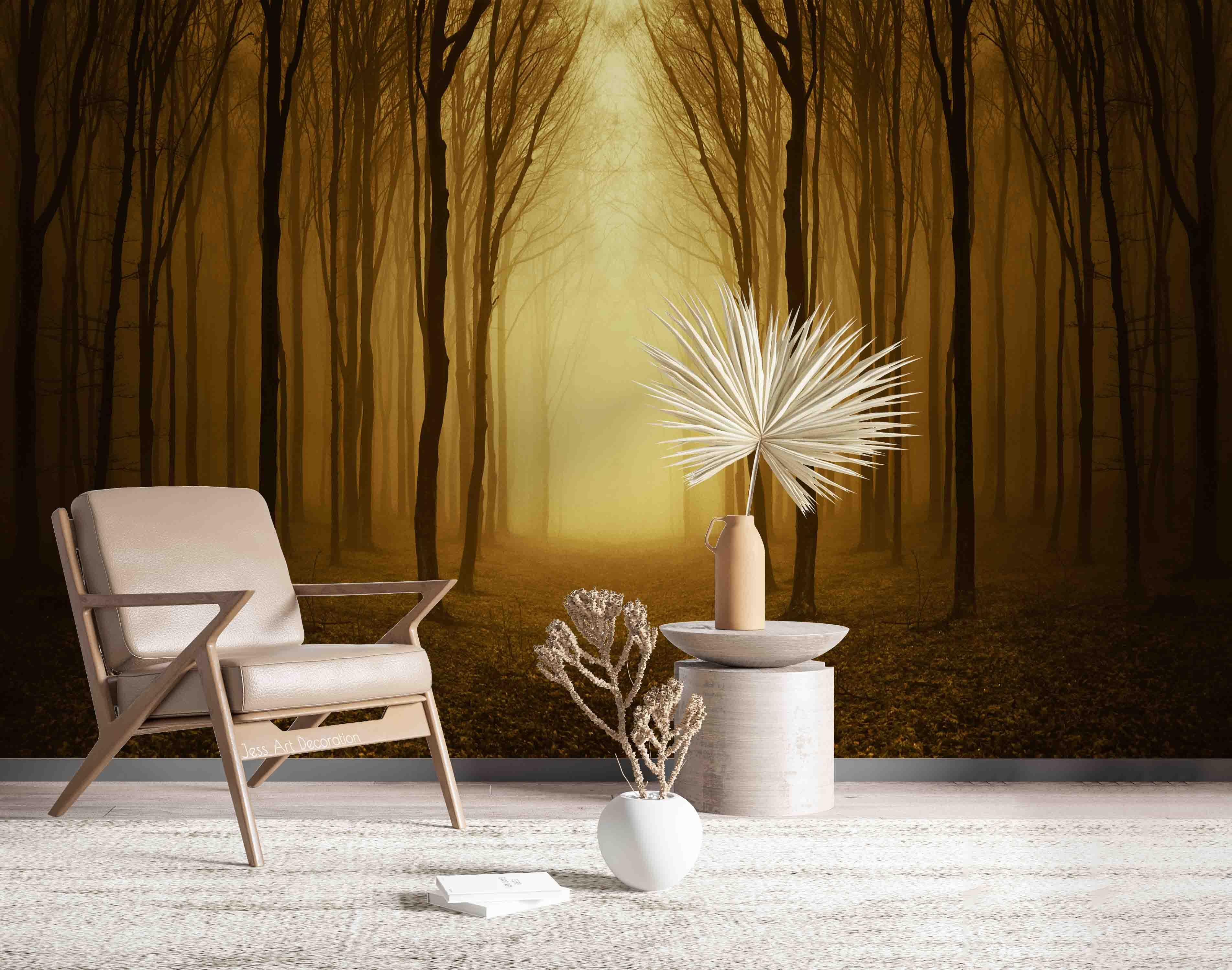 3D Darkness Forest Light Wall Mural Wallpaper GD 2389- Jess Art Decoration