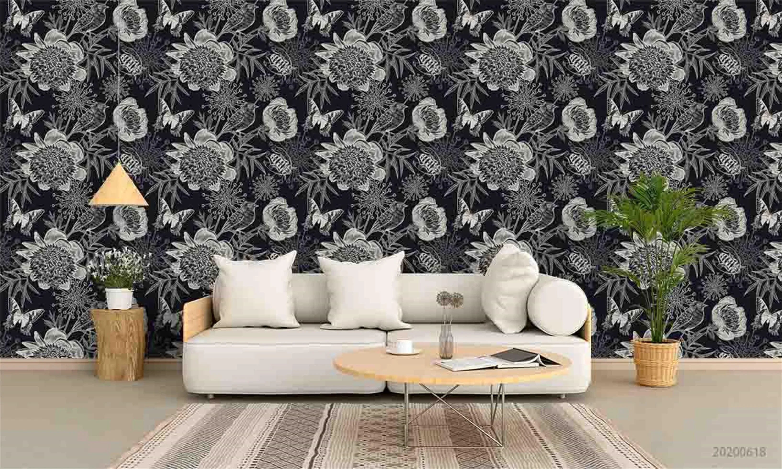3D Retro Grey Floral Wall Mural Wallpaper A107 LQH- Jess Art Decoration