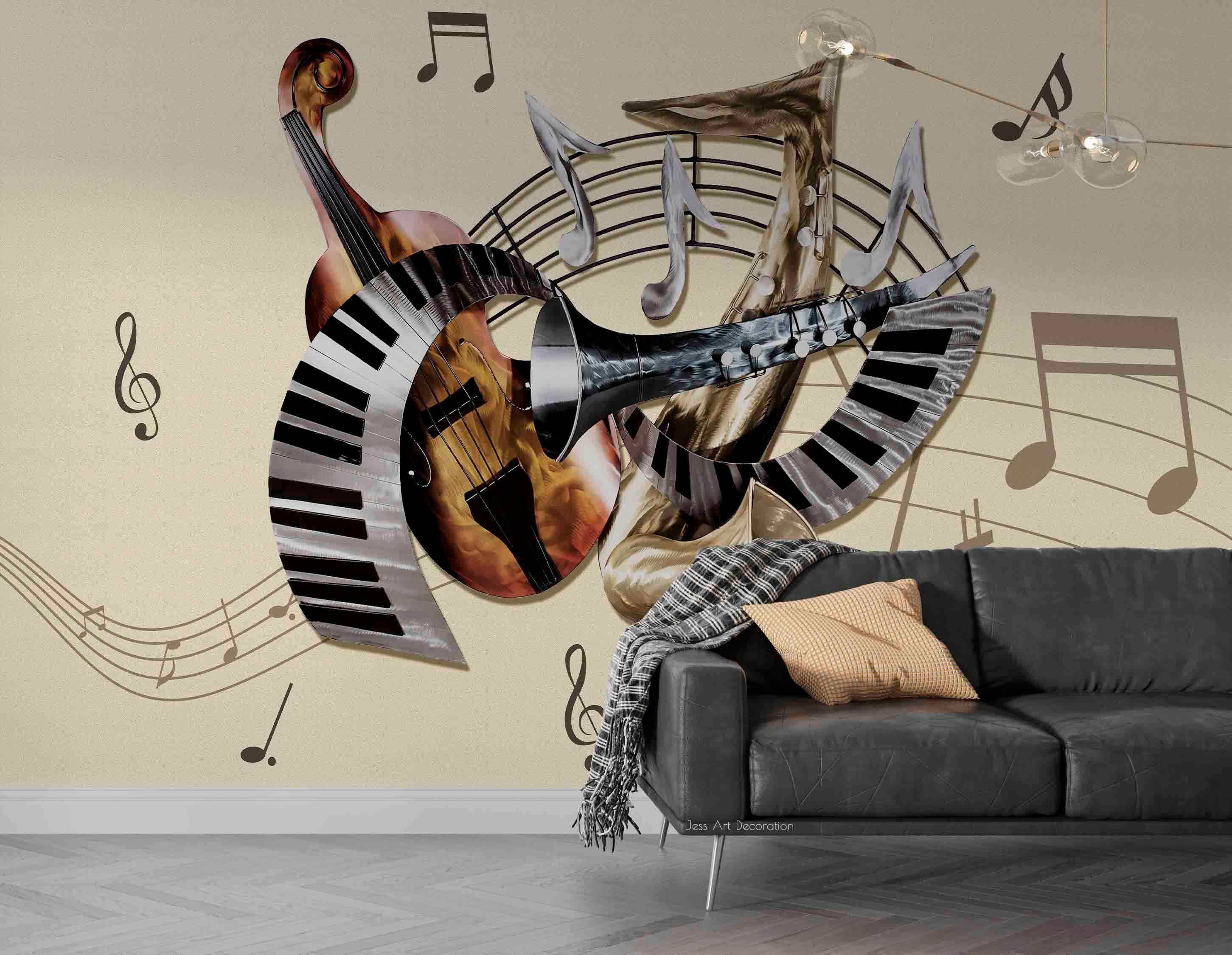 3D Staff Musical Instruments Wall Mural Wallpaper GD 3032 ...