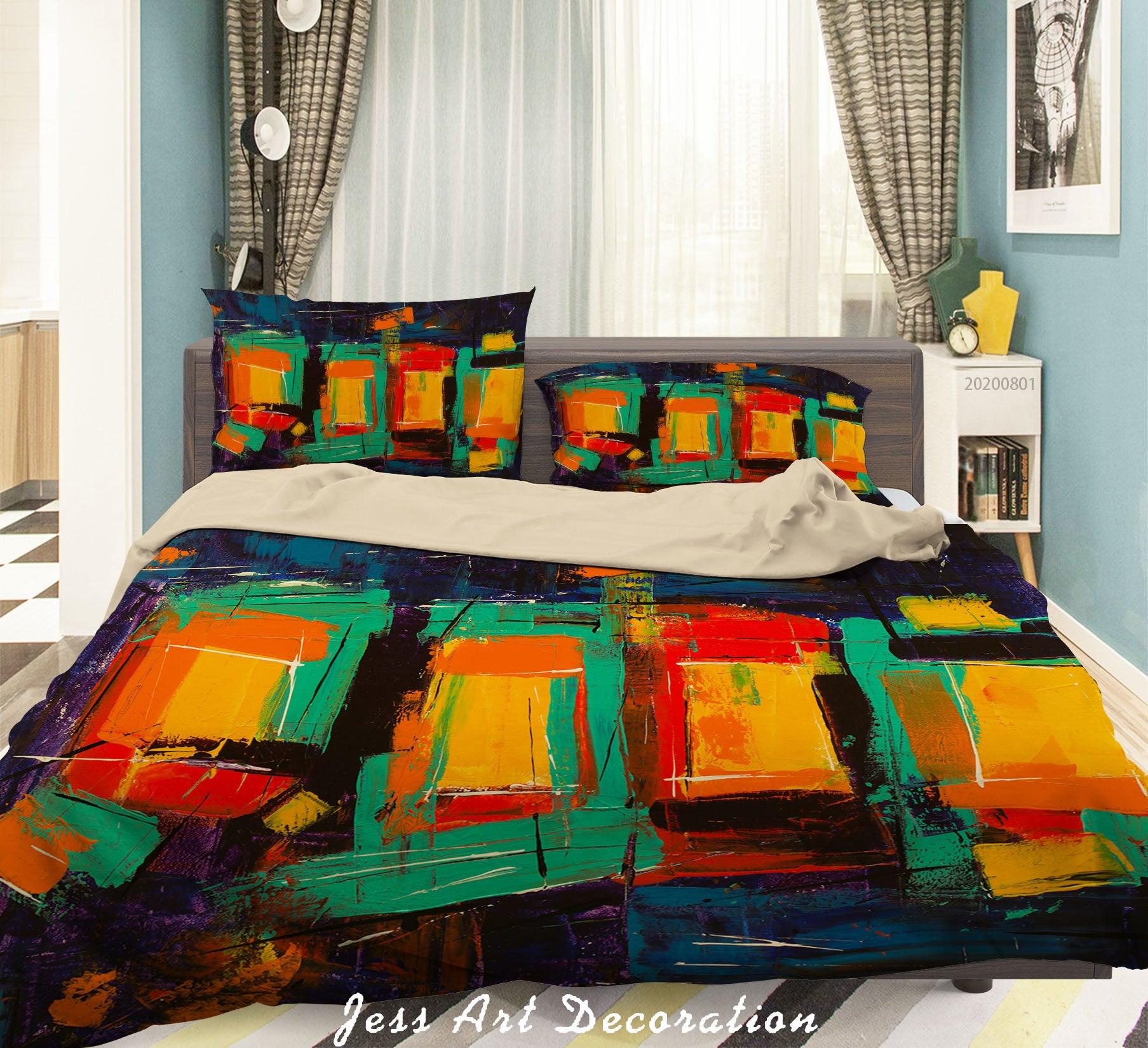 3D Oil Painting Cube Quilt Cover Set Bedding Set Duvet Cover Pillowcases LXL 280- Jess Art Decoration