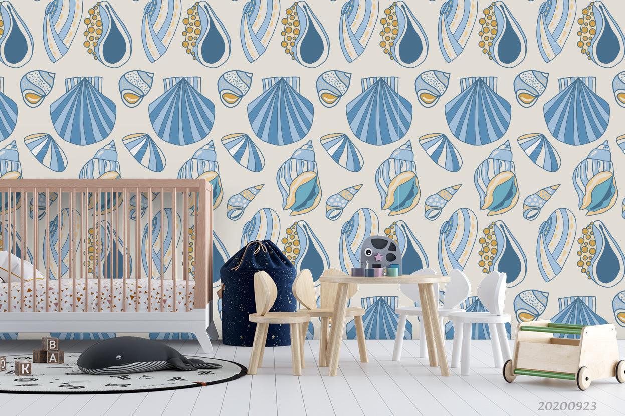 3D Cartoon Pattern Seashell Wall Mural Wallpaper WJ 3187- Jess Art Decoration