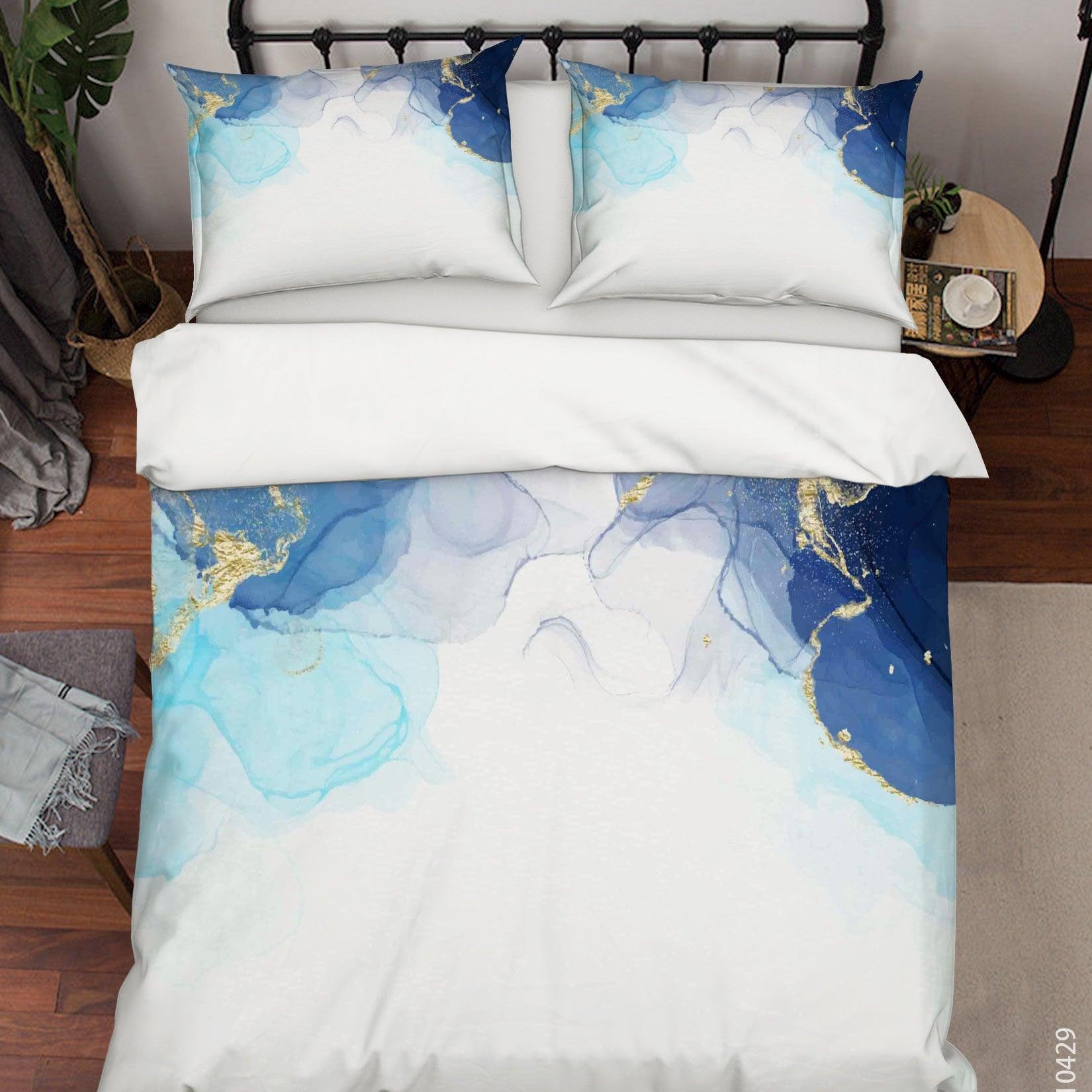 3D Watercolor Blue Marble Quilt Cover Set Bedding Set Duvet Cover Pillowcases 182- Jess Art Decoration