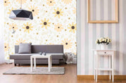 3D Watercolor Yellow Floral Pattern Wall Mural Wallpaper LQH 104- Jess Art Decoration