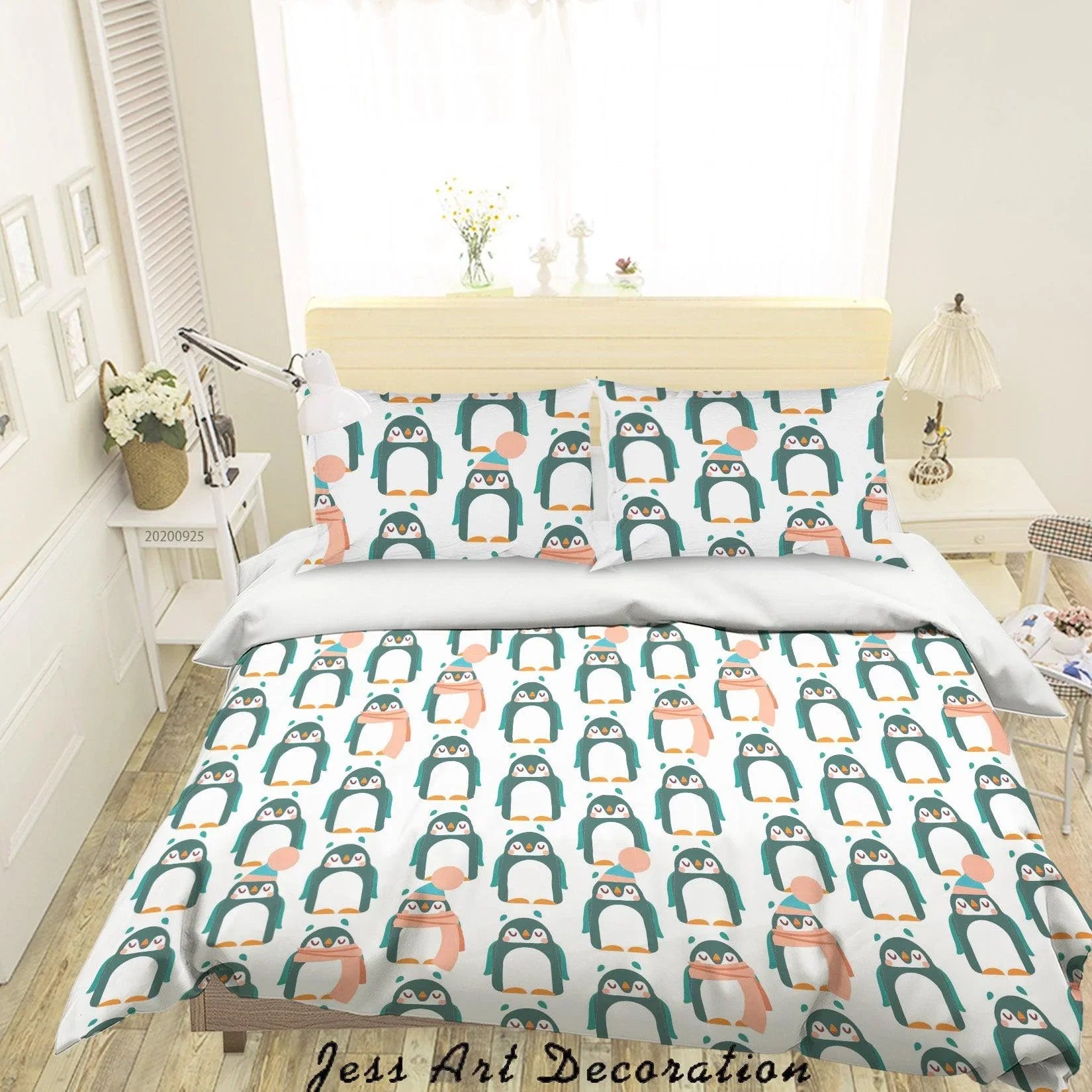 3D Cartoon Animal Penguin Pattern Quilt Cover Set Bedding Set Duvet Cover Pillowcases WJ 6411- Jess Art Decoration