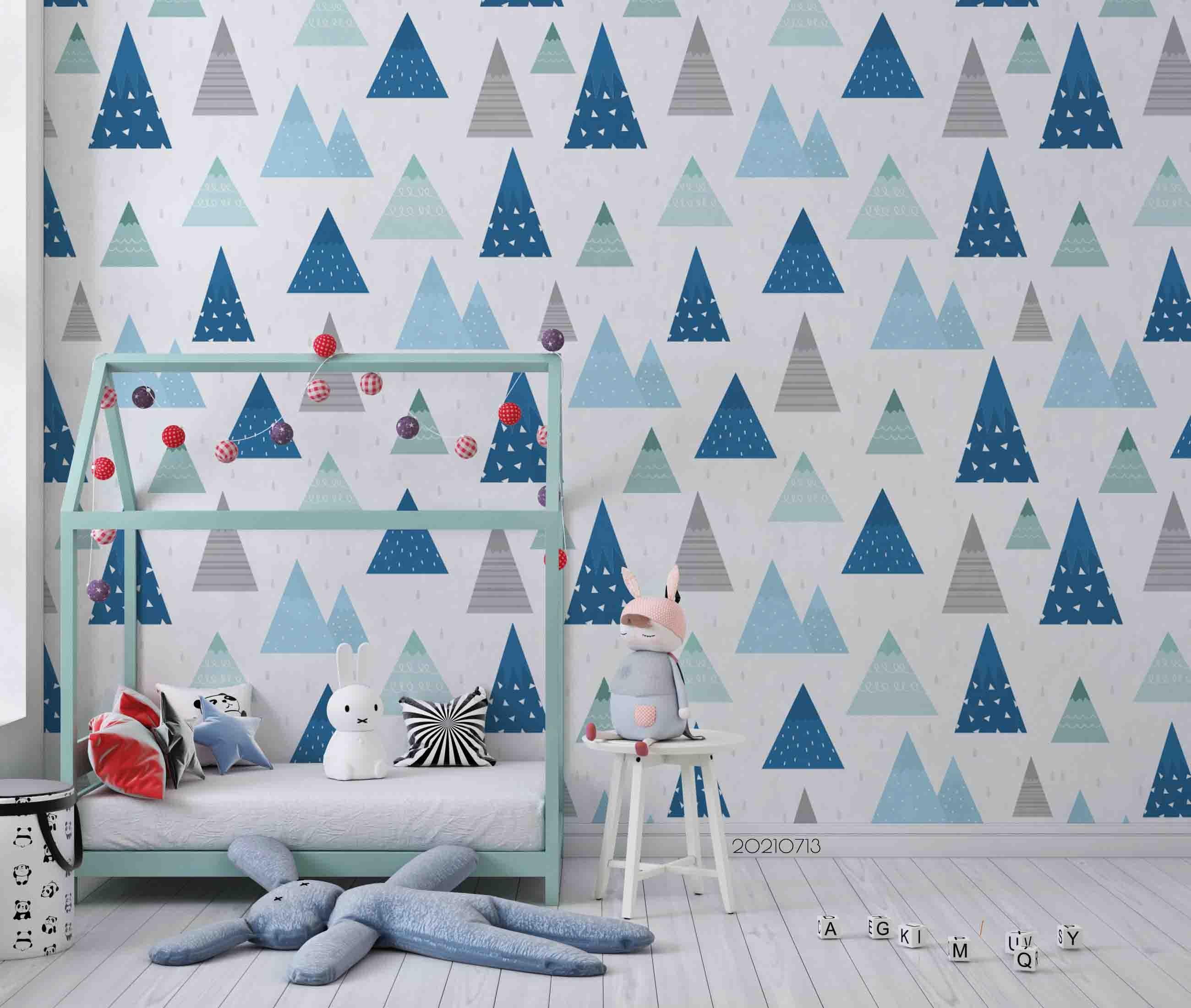 3D Hand Drawn Triangle Forest Tree Wall Mural Wallpaper LQH 177- Jess Art Decoration
