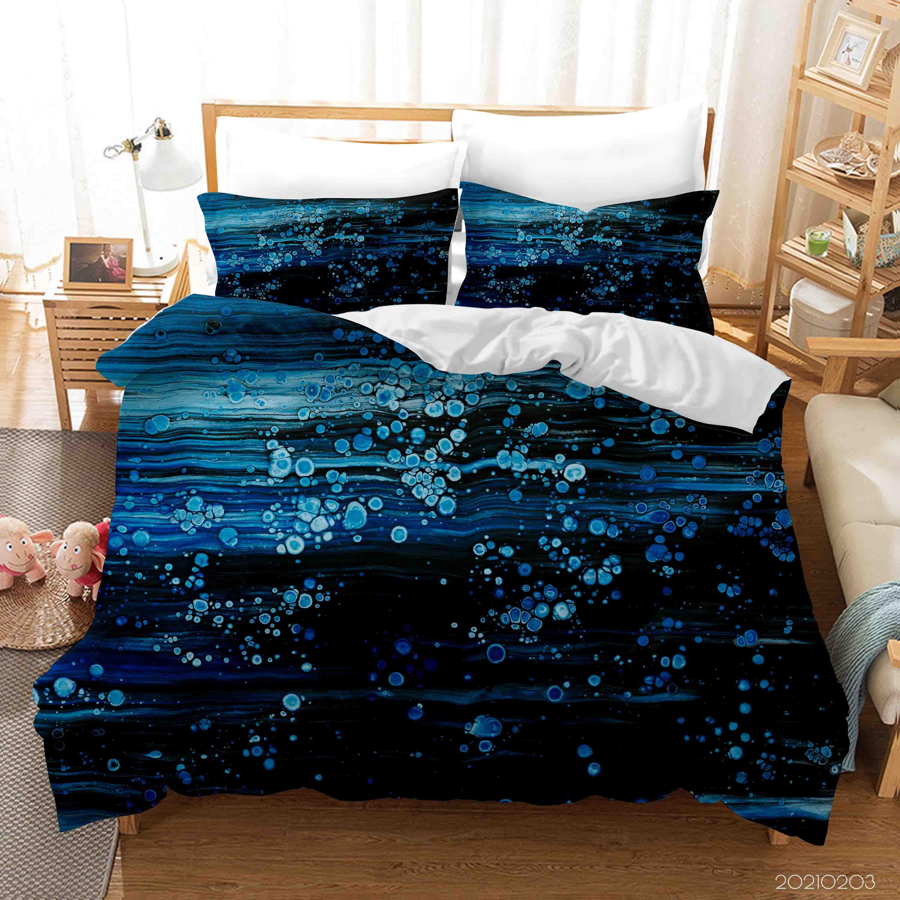 3D Abstract Blue Marble Texture Quilt Cover Set Bedding Set Duvet Cover Pillowcases 79- Jess Art Decoration