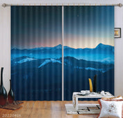 3D Landscape Mountain Snow Wood Stars Curtains and Drapes GD 4587- Jess Art Decoration