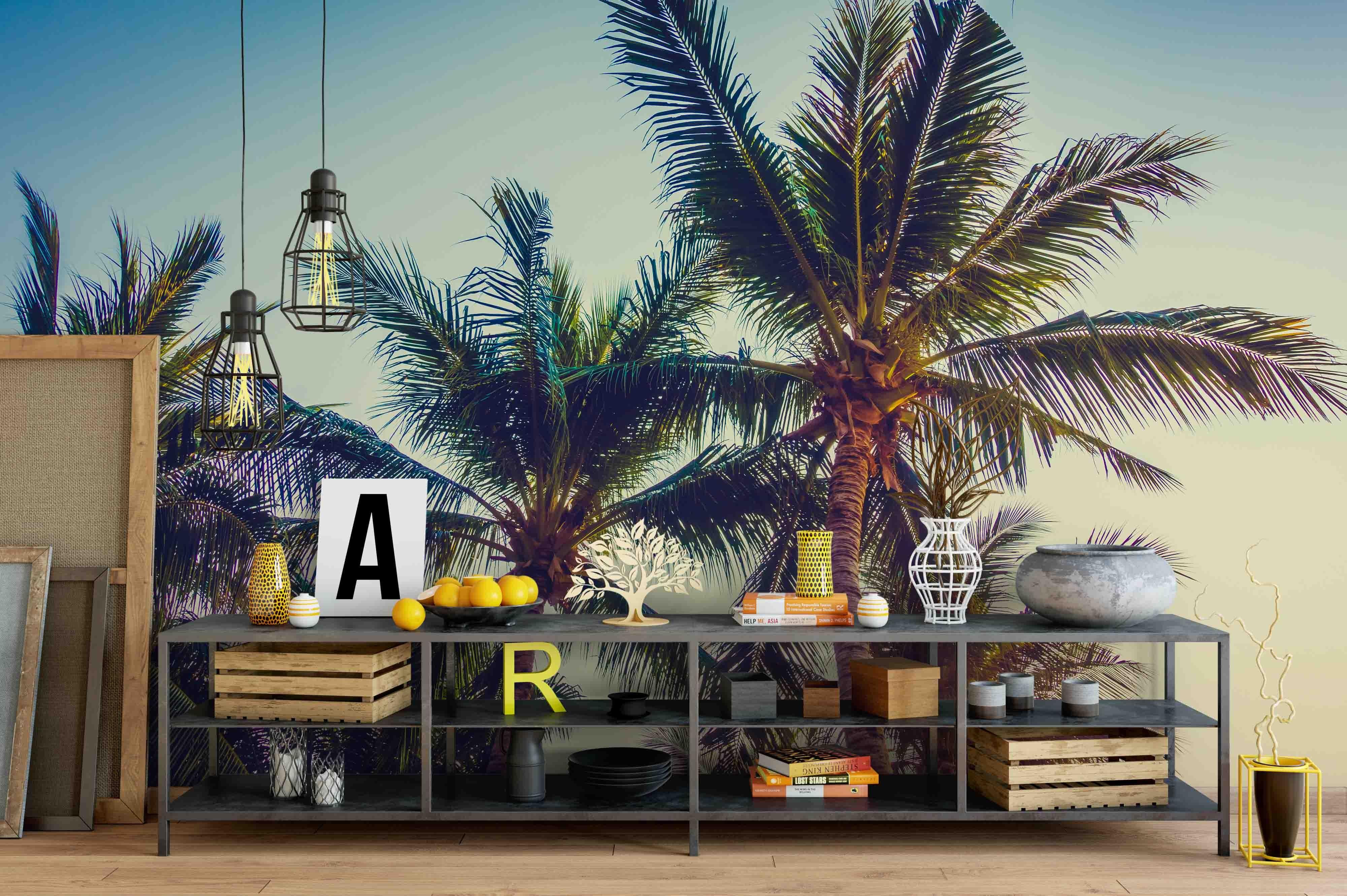 3D beautiful palm tree blue sky wall mural wallpaper 6- Jess Art Decoration