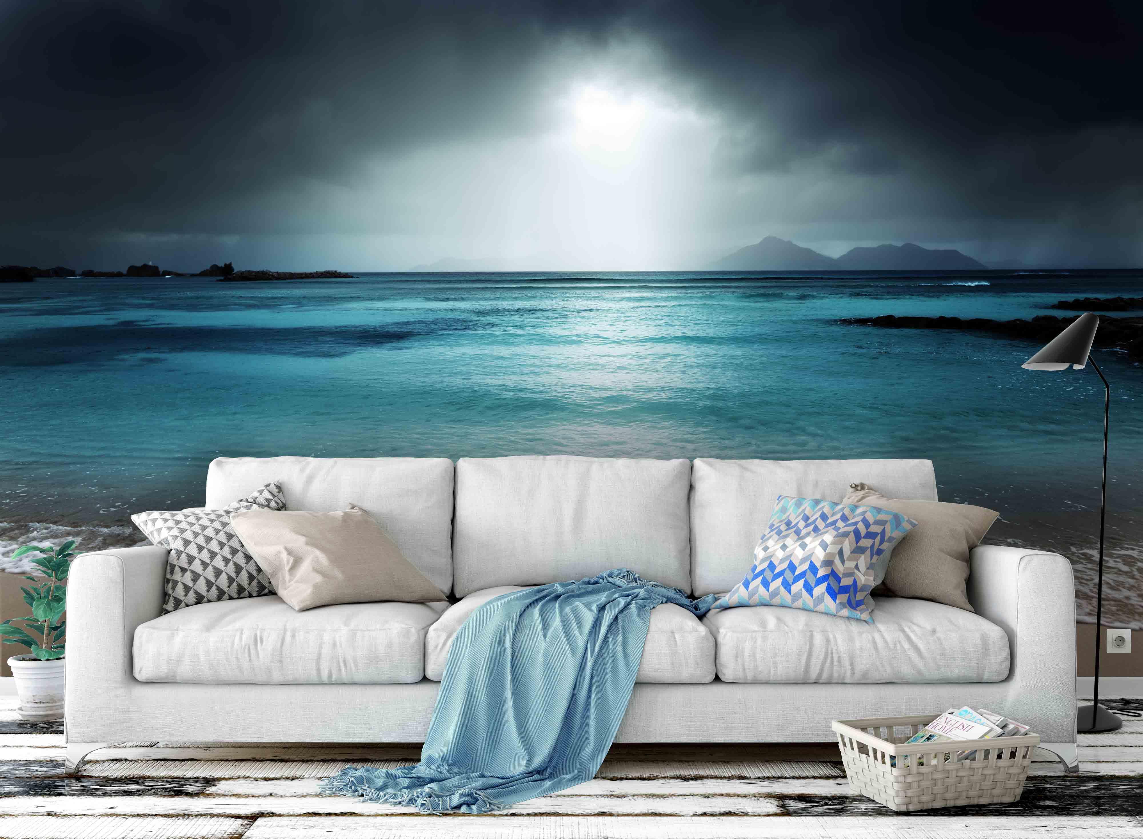 3D Moonlight Blue Sea Wall Mural Wallpaper 15- Jess Art Decoration