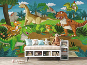 3D Cartoon Dinasours Tigers Mural Wallpaper WJ 1392- Jess Art Decoration