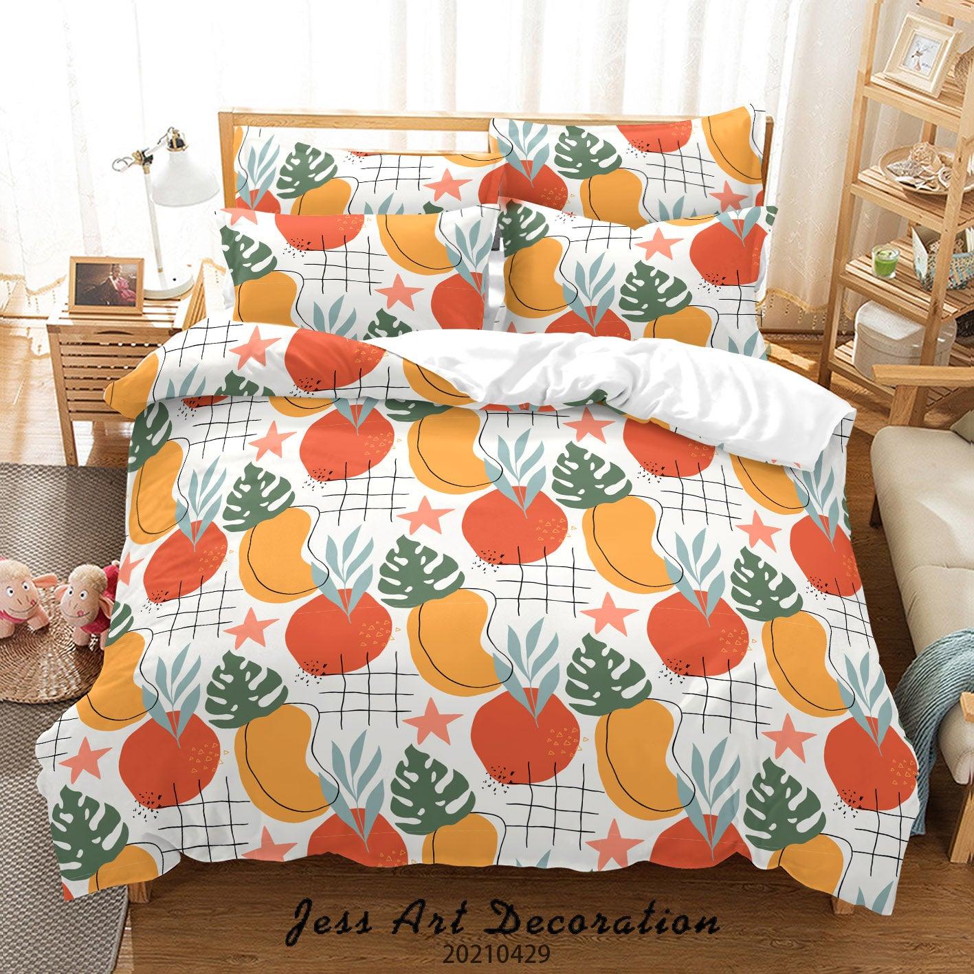3D Abstract Color Geometry Leaf Quilt Cover Set Bedding Set Duvet Cover Pillowcases 3- Jess Art Decoration