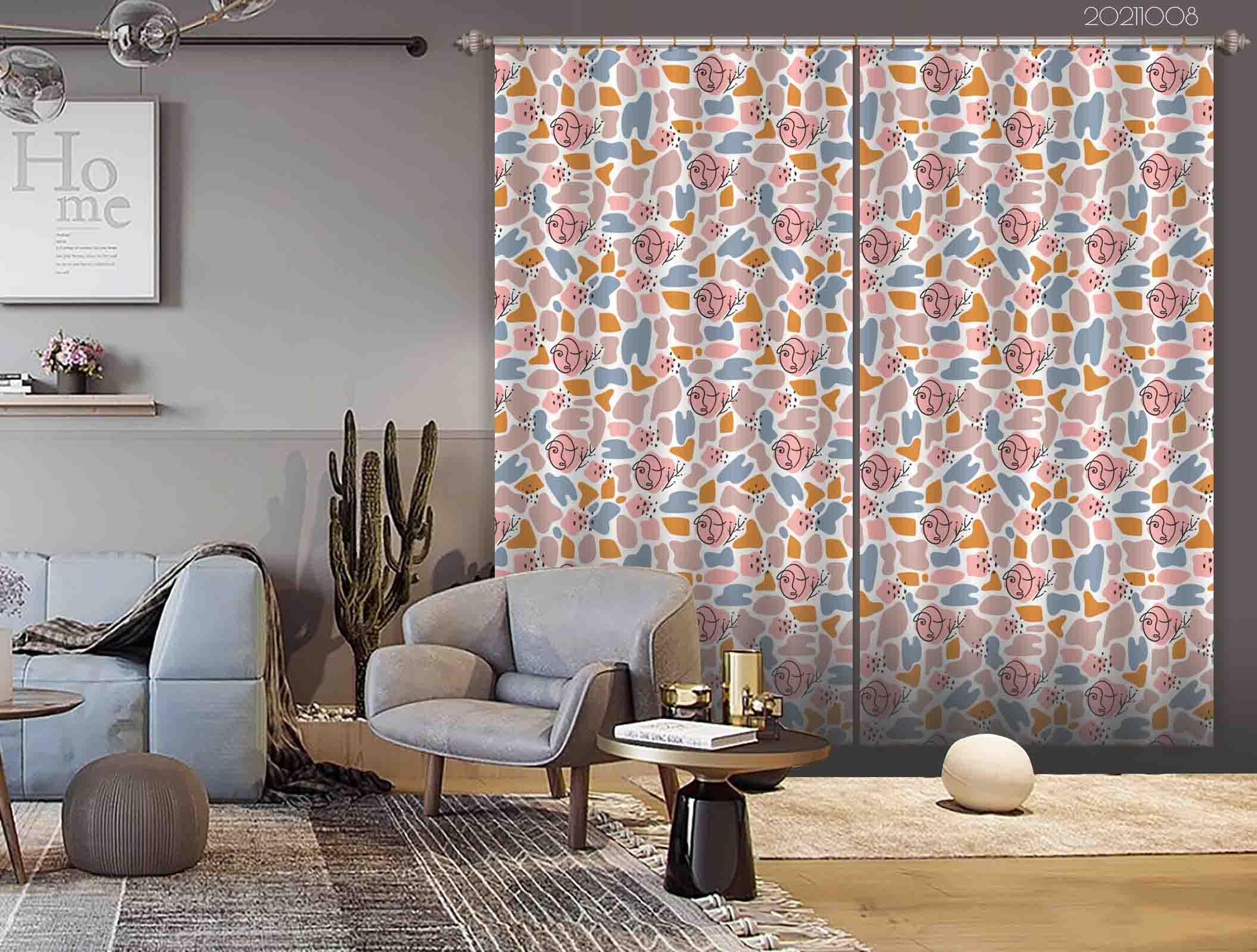 3D Abstract Color Floral Shape Curtains and Drapes LQH 10- Jess Art Decoration