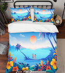 3D Cartoon Sunset Floral Lake Quilt Cover Set Bedding Set Duvet Cover Pillowcases LXL 230- Jess Art Decoration