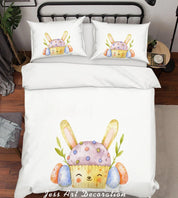 3D White Rabbit Cupcake Eggs Quilt Cover Set Bedding Set Duvet Cover Pillowcases SF89- Jess Art Decoration